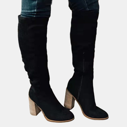 Elegant Over-the-Knee Boots for Women Block-Heel Stretch