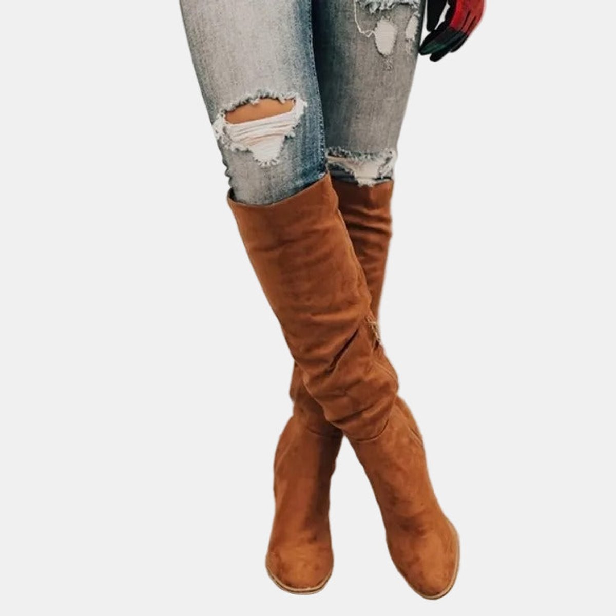 Elegant Over-the-Knee Boots for Women Block-Heel Stretch