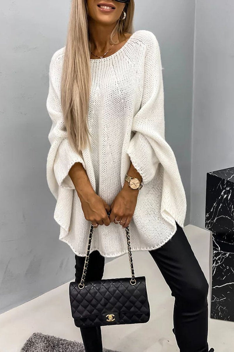 Comfortable Pullover Sweater for Women Oversized Batwing-Sleeve
