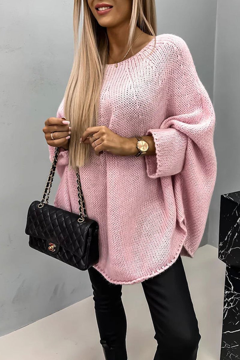 Comfortable Pullover Sweater for Women Oversized Batwing-Sleeve