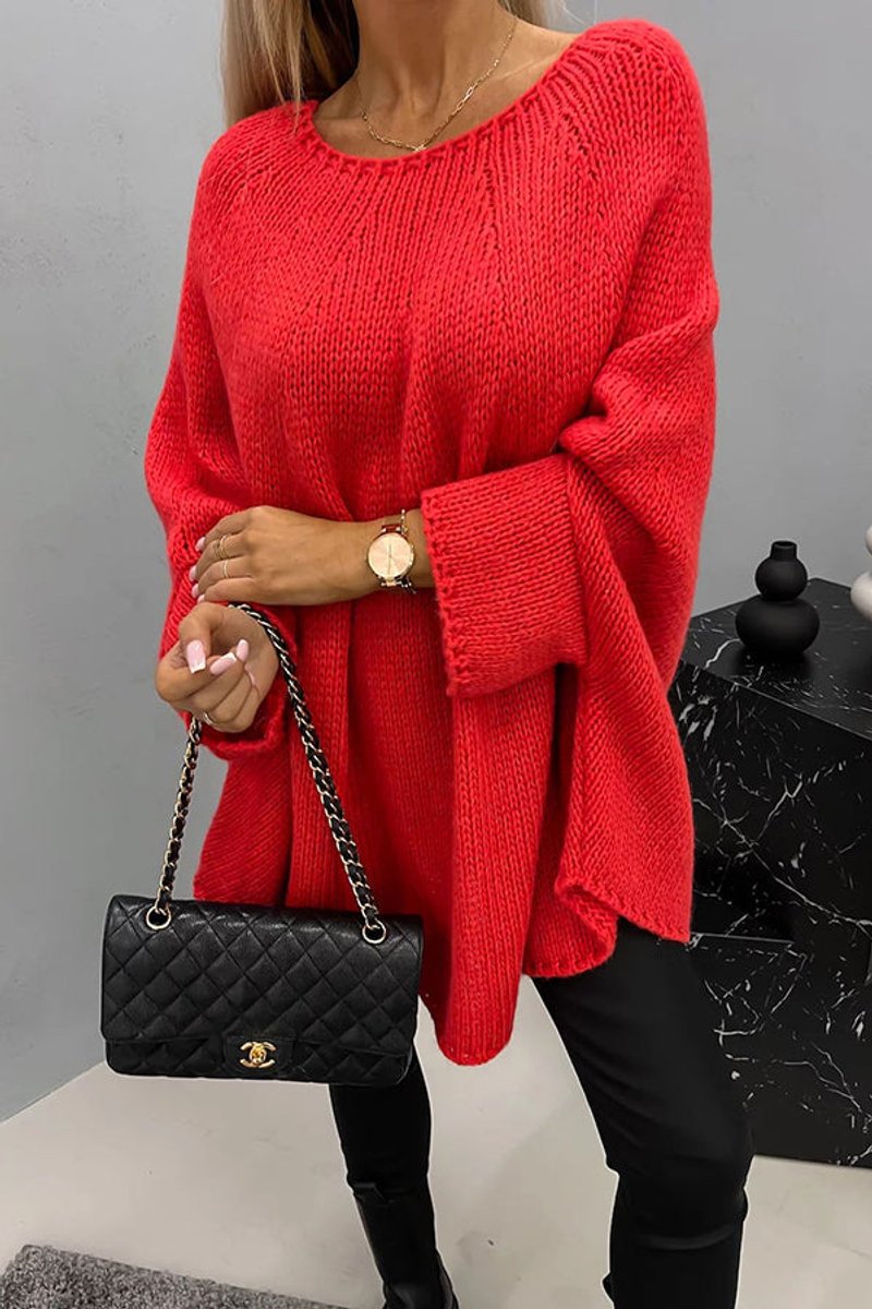 Comfortable Pullover Sweater for Women Oversized Batwing-Sleeve
