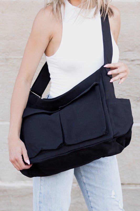 Effortless Messenger Bag for Women Oversized Canvas Crossbody
