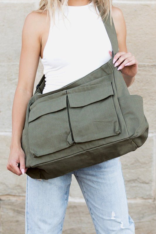 Effortless Messenger Bag for Women Oversized Canvas Crossbody