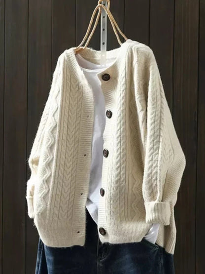Comfortable Cardigan for Women Oversized Cable-Knit Button-Down