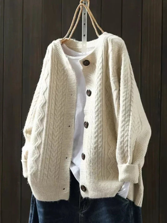 Comfortable Cardigan for Women Oversized Cable-Knit Button-Down