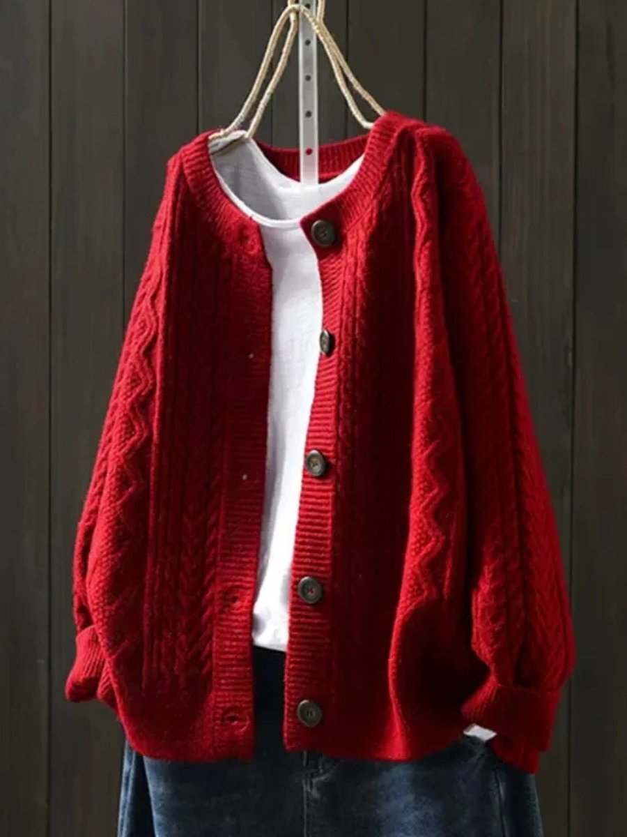 Comfortable Cardigan for Women Oversized Cable-Knit Button-Down
