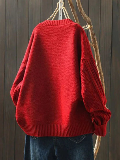 Comfortable Cardigan for Women Oversized Cable-Knit Button-Down