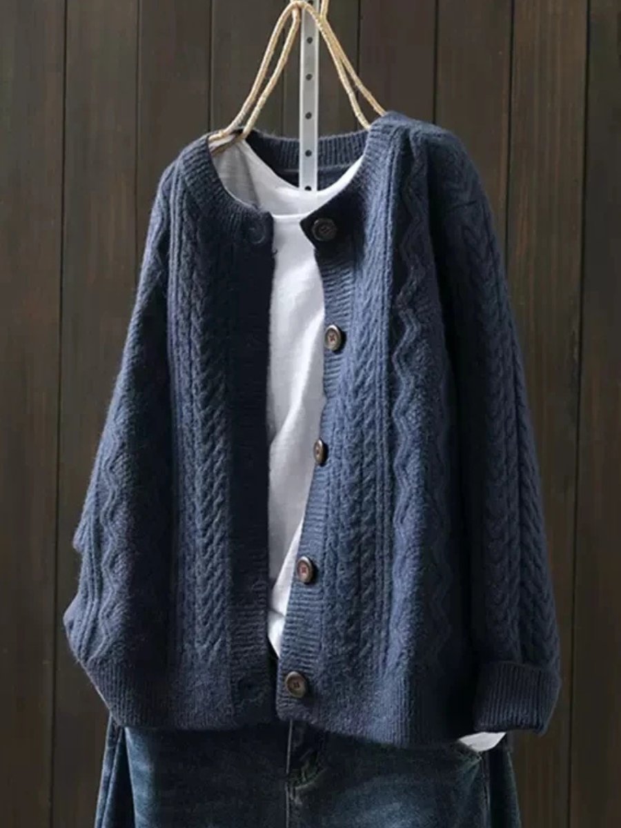 Comfortable Cardigan for Women Oversized Cable-Knit Button-Down