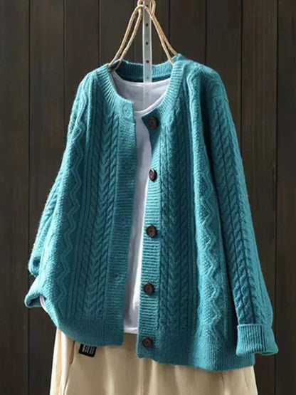 Comfortable Cardigan for Women Oversized Cable-Knit Button-Down