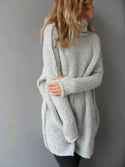 Comfortable Turtleneck Sweater for Women Chunky-Knit Oversized