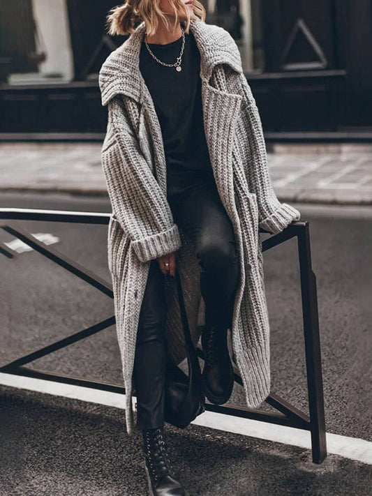 Comfortable Cardigan for Women Oversized Rib-Knit Lapel