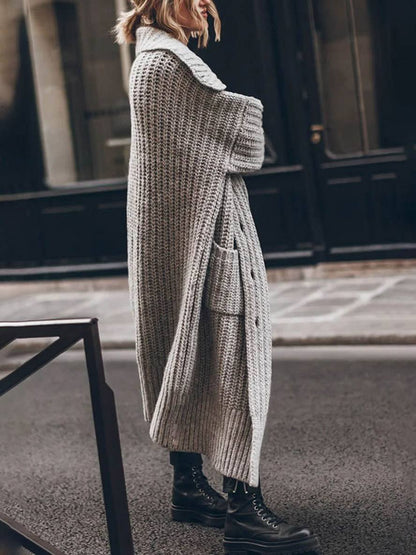 Comfortable Cardigan for Women Oversized Rib-Knit Lapel