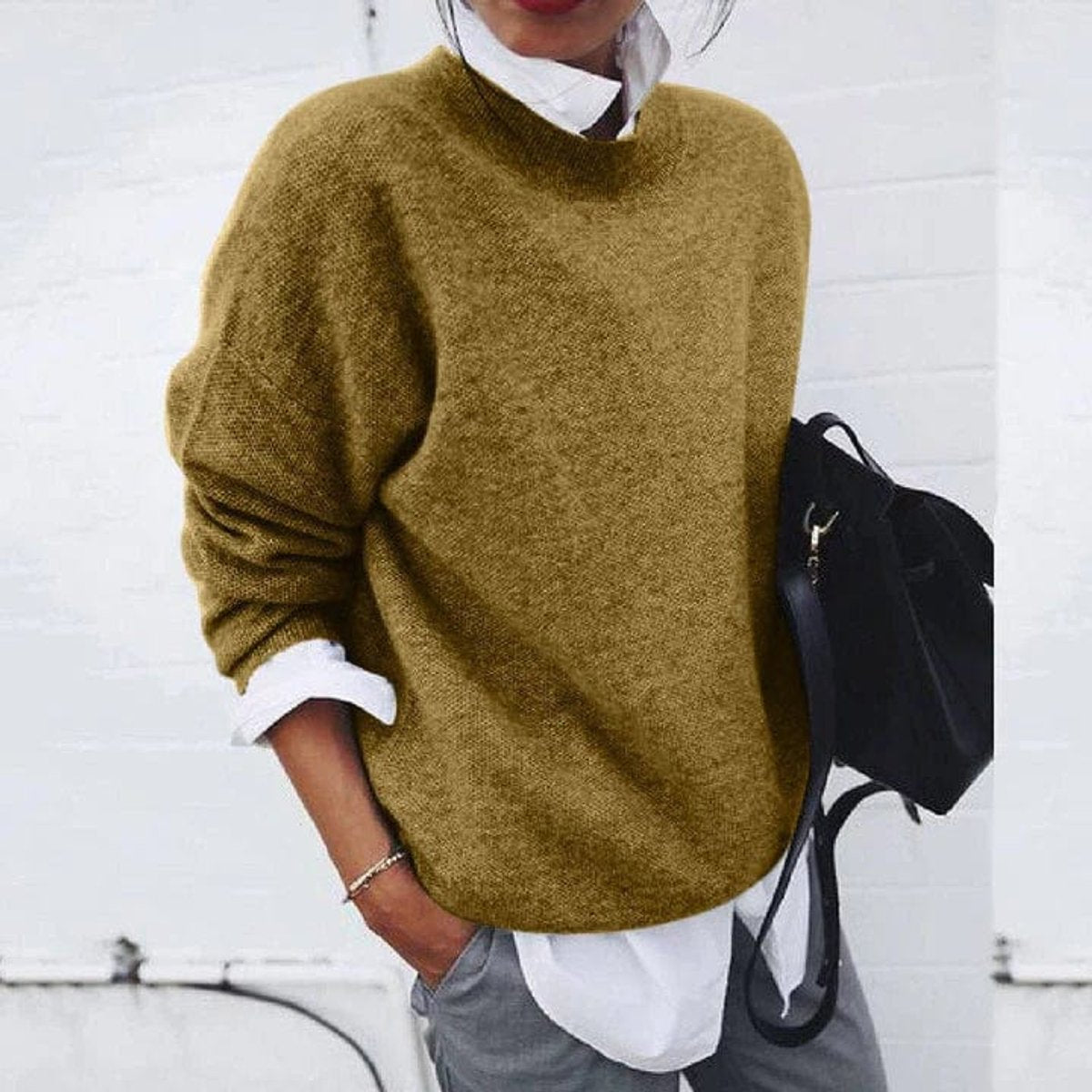 Comfortable Pullover Sweater for Women Oversized Crewneck