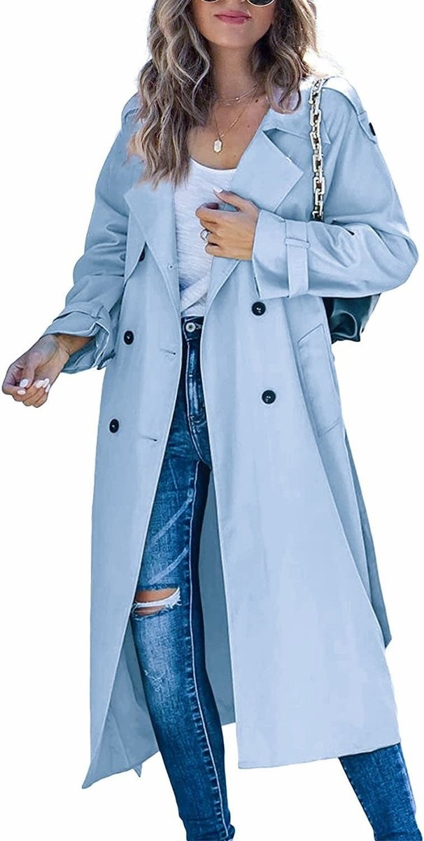Elegant Trench Coat for Women Oversized Longline Belted