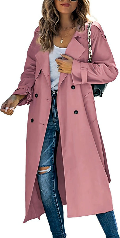 Elegant Trench Coat for Women Oversized Longline Belted