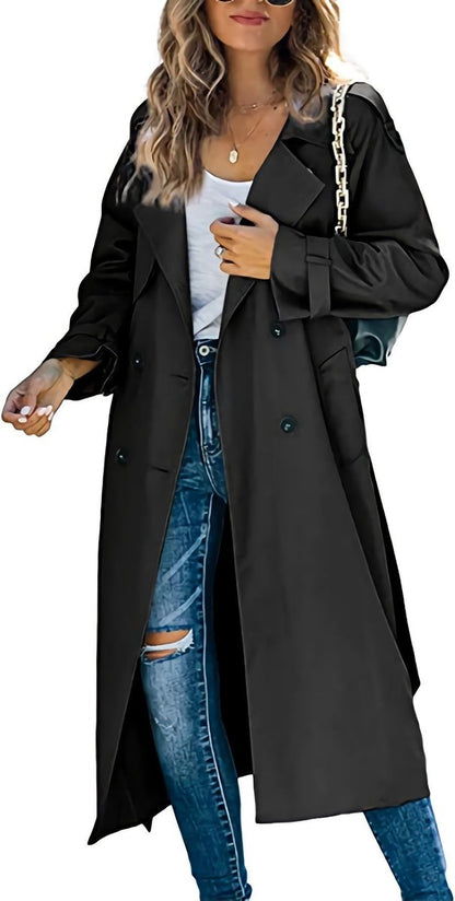 Elegant Trench Coat for Women Oversized Longline Belted