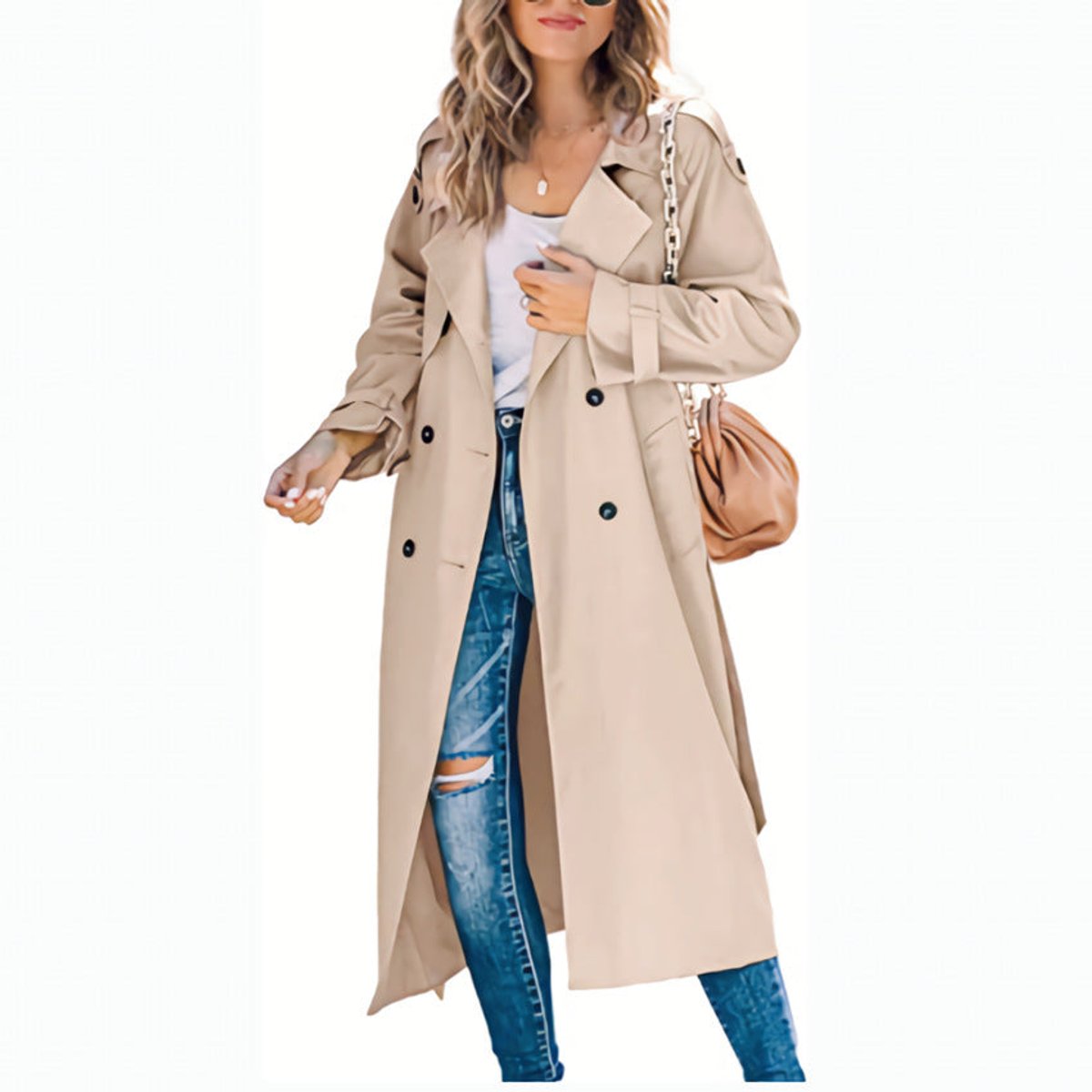 Elegant Trench Coat for Women Oversized Longline Belted