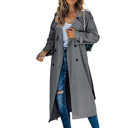 Elegant Trench Coat for Women Oversized Longline Belted