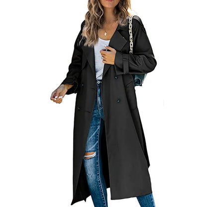 Elegant Trench Coat for Women Oversized Longline Belted