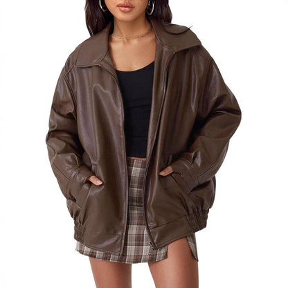 Stylish Bomber Jacket for Women Oversized Zip-Up