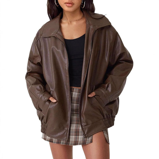 Stylish Bomber Jacket for Women Oversized Zip-Up