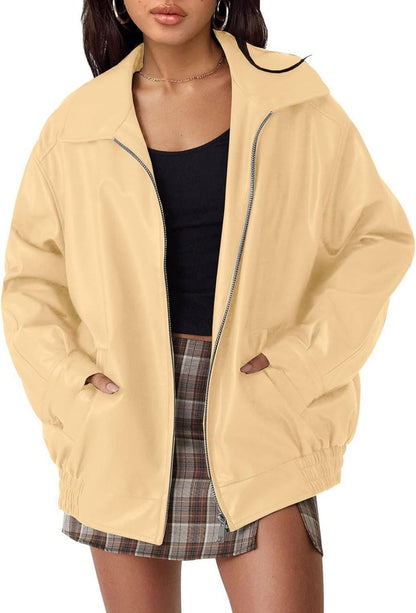 Stylish Bomber Jacket for Women Oversized Zip-Up