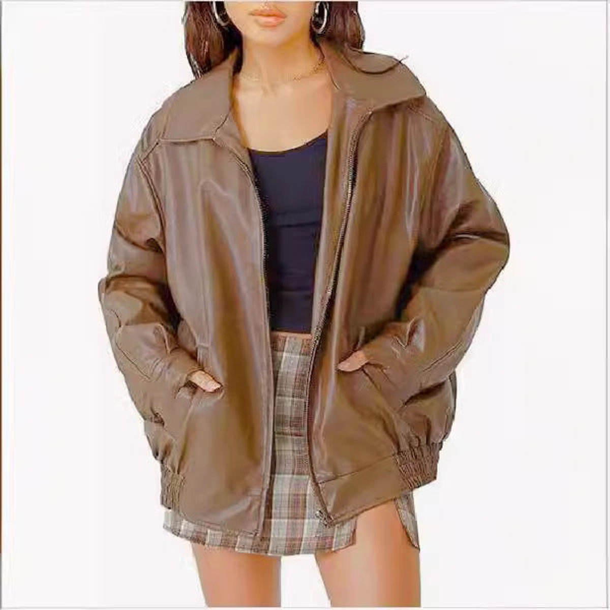 Stylish Bomber Jacket for Women Oversized Zip-Up