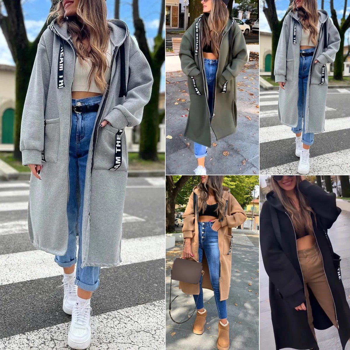 Elegant Long Coat for Women Hooded Oversized