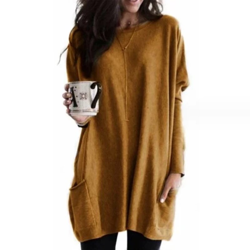 Comfortable Tunic Top for Women Long-Sleeve Pocket Oversized