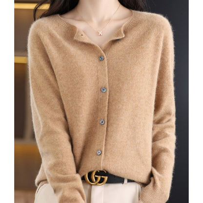 Comfortable Cardigan for Women Button-Front Crew-Neck Oversized