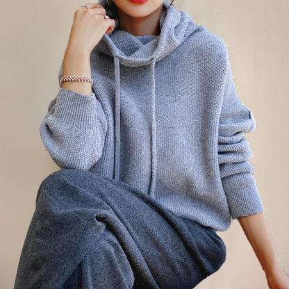 Comfortable Hooded Turtleneck Sweater for Women Oversized Drawstring