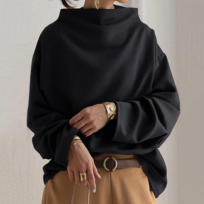 Comfortable Pullover Sweater for Women Mock-Neck Oversized