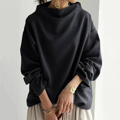Comfortable Pullover Sweater for Women Mock-Neck Oversized