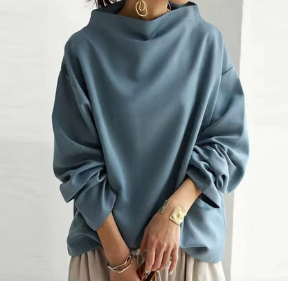Comfortable Pullover Sweater for Women Mock-Neck Oversized