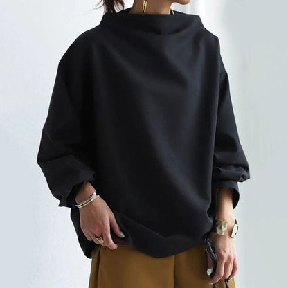 Comfortable Pullover Sweater for Women Mock-Neck Oversized
