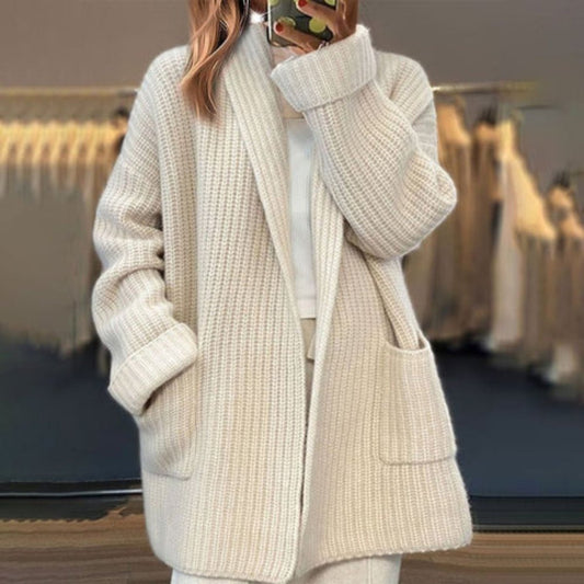 Comfortable Cardigan for Women Oversized Shawl-Collar Chunky-Knit