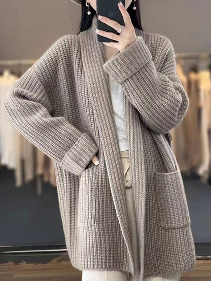 Comfortable Cardigan for Women Oversized Shawl-Collar Chunky-Knit