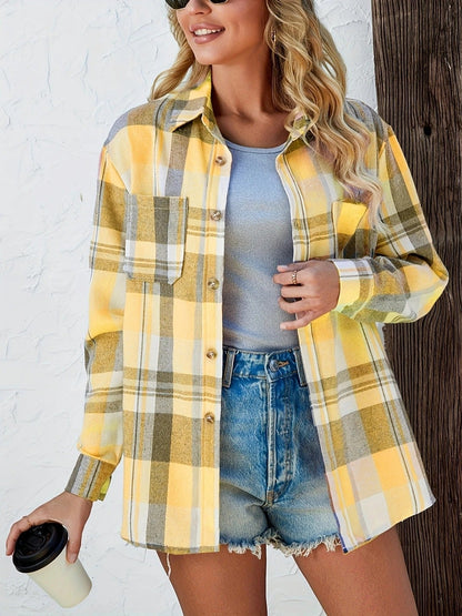 Effortless Flannel Shirt for Women Oversized Plaid Button-Front