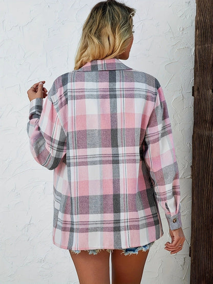 Effortless Flannel Shirt for Women Oversized Plaid Button-Front