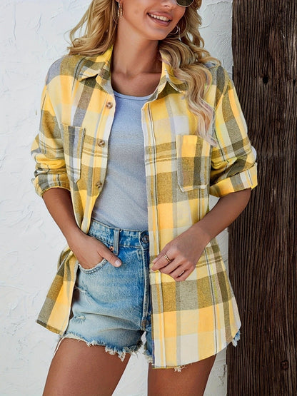 Effortless Flannel Shirt for Women Oversized Plaid Button-Front
