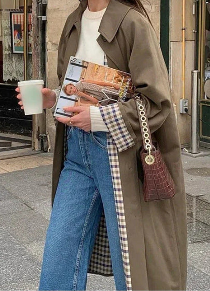 Effortless Trench Coat for Women Oversized Plaid-Lined Long