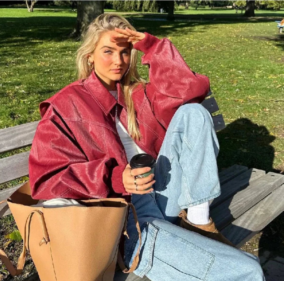 Stylish Bomber Jacket for Women Oversized Contrast-Stitch