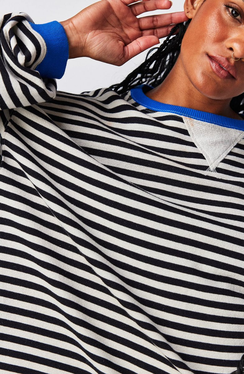Comfortable Pullover Sweater for Women Oversized Striped Long-Sleeve
