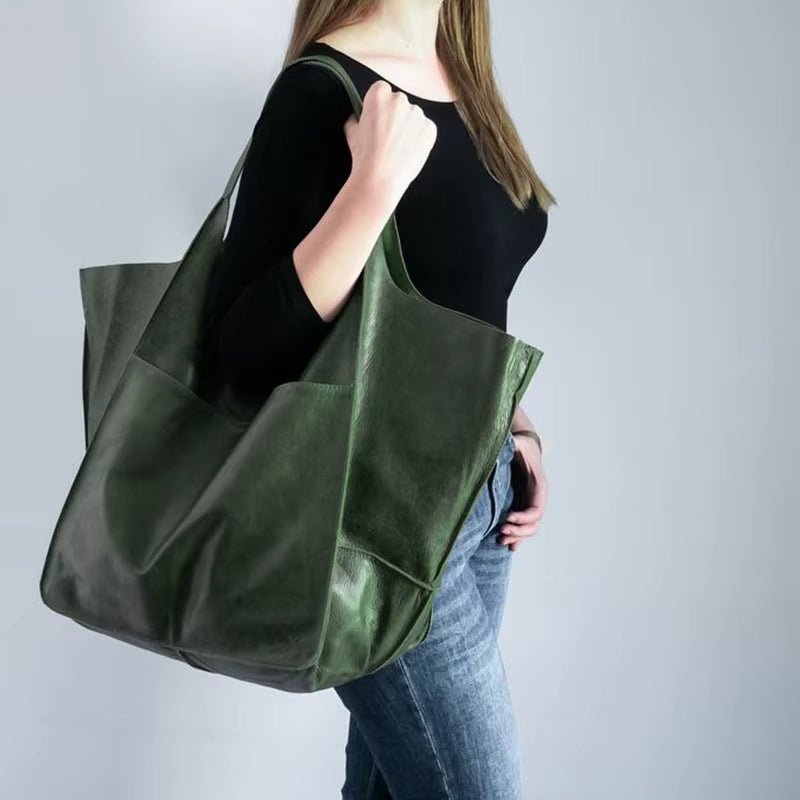Effortless Tote Bag for Women Oversized Vegan-Leather