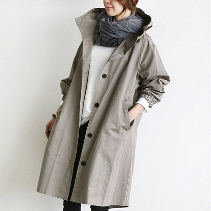 Effortless Trench Coat for Women Oversized Button-Front