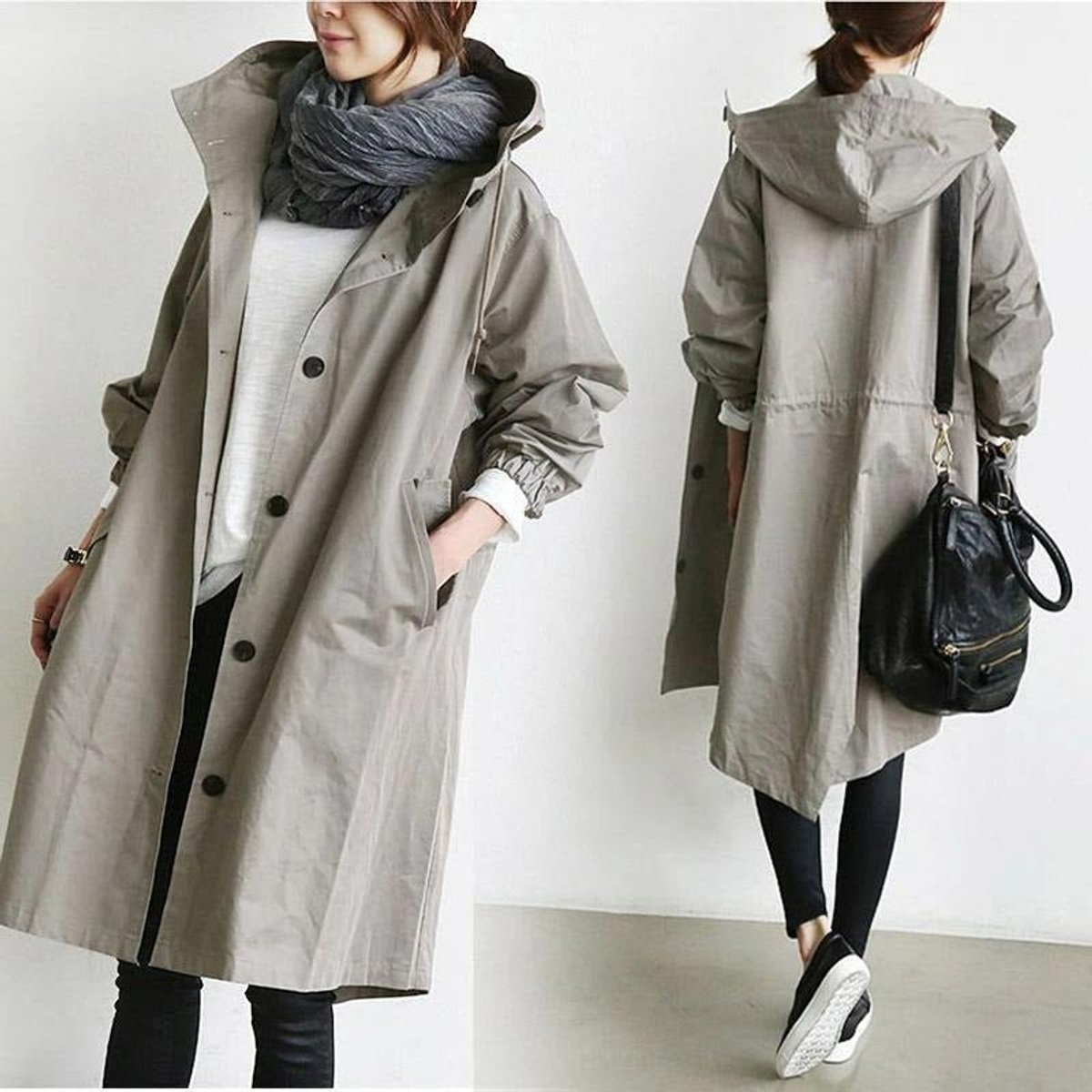 Effortless Trench Coat for Women Oversized Button-Front