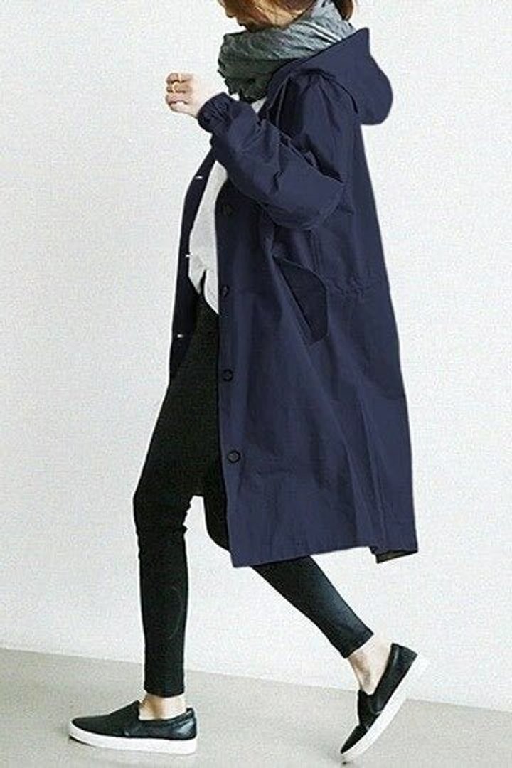 Effortless Trench Coat for Women Oversized Button-Front
