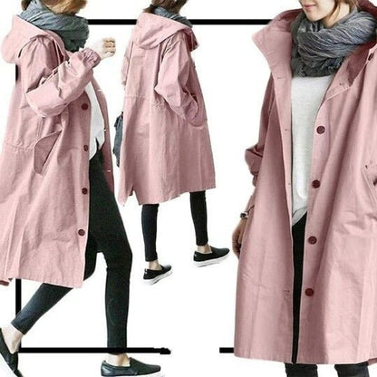 Effortless Trench Coat for Women Oversized Button-Front