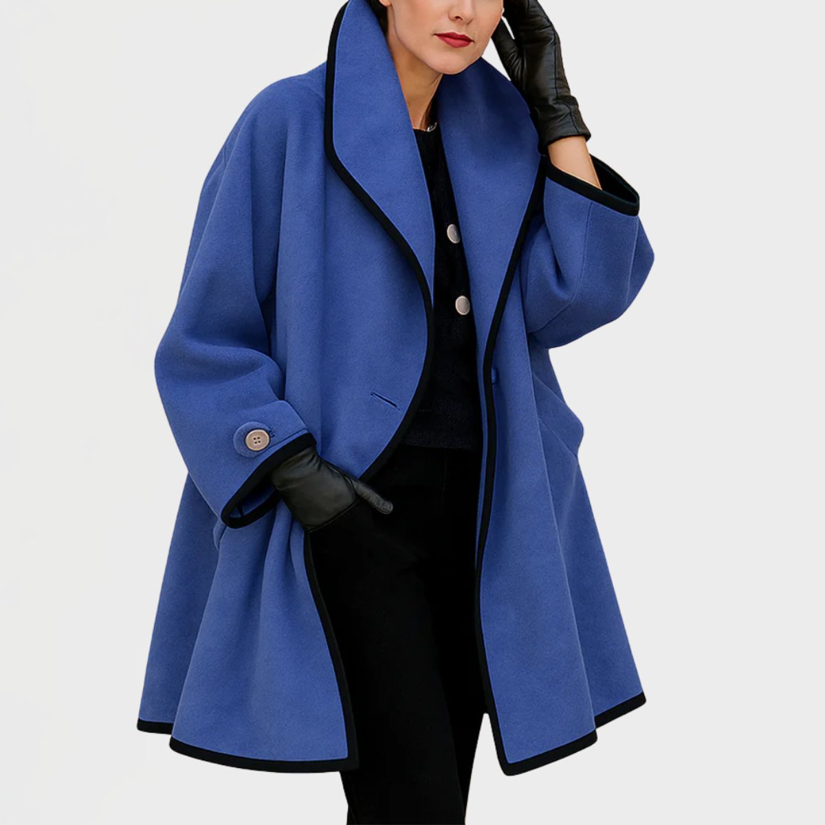 Elegant Coat for Women Contrast-Trim Oversized
