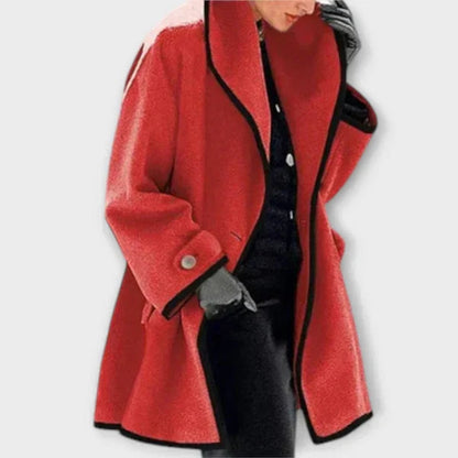 Elegant Coat for Women Contrast-Trim Oversized